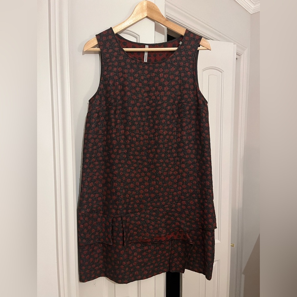 Red and Black Polka-Dot Sleeveless Dress